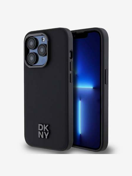 DKNY PU Leather Stack Logo Magsafe Back Cover za iPhone 15 Pro Max Black DKNY
