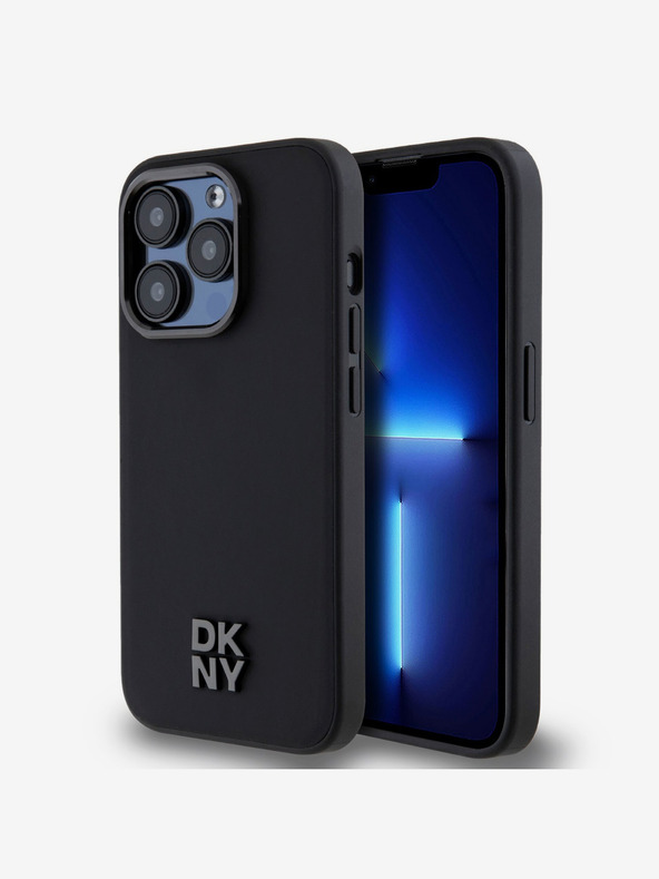DKNY PU Leather Stack Logo Magsafe Back Cover za iPhone 15 Pro Max Black DKNY