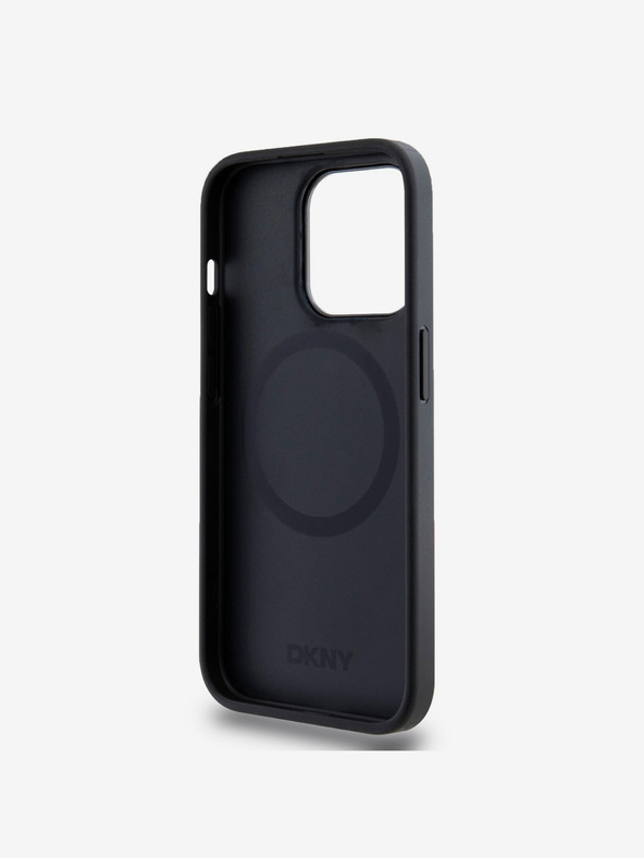 DKNY PU Leather Stack Logo Magsafe Back Cover za iPhone 15 Pro Max Black DKNY