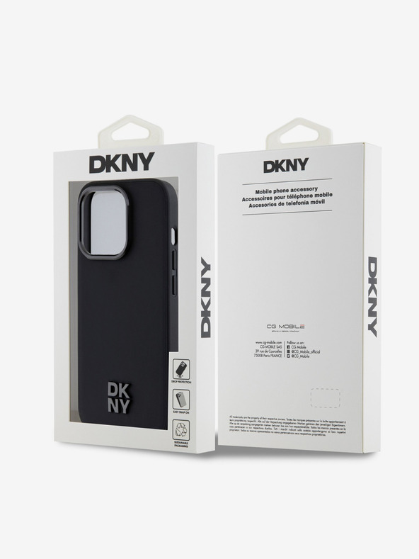 DKNY PU Leather Stack Logo Magsafe Back Cover za iPhone 15 Pro Max Black DKNY