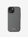 DKNY PU Leather Silver Metal Logo Magsafe Back Cover za iPhone 14 Grey DKNY