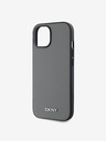 DKNY PU Leather Silver Metal Logo Magsafe Back Cover za iPhone 14 Grey DKNY