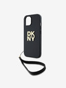 DKNY PU Leather Stack Logo Wrist Strap Back Cover za iPhone 14 Black DKNY