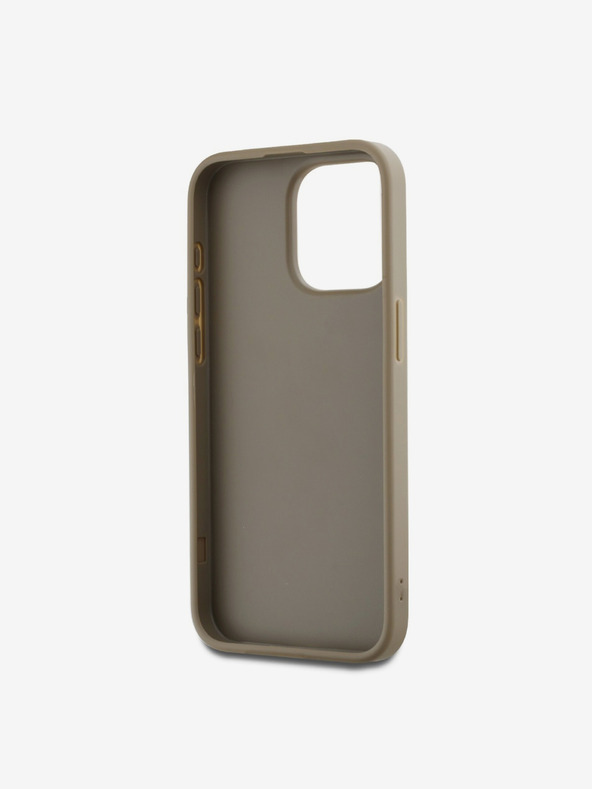 DKNY PU Leather Stack Logo Wrist Strap Back Cover za iPhone 14 Pro Max Beige DKNY