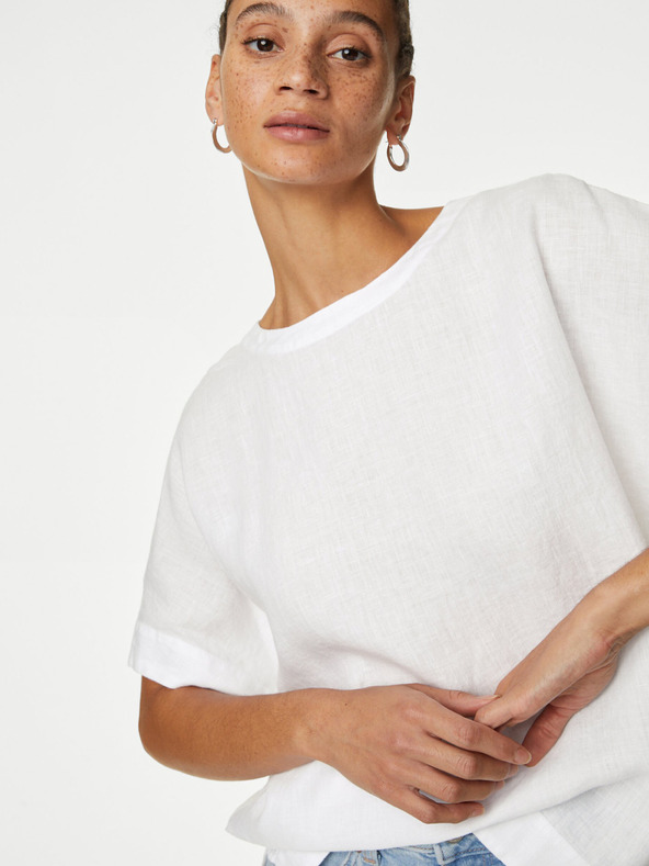 Marks & Spencer Bela ženska bluza s platnom Marks & Spencer