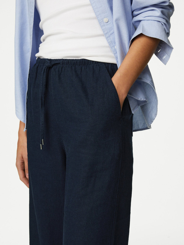 Marks & Spencer Marks & Spencer Temno modre ženske široke hlače s platnom