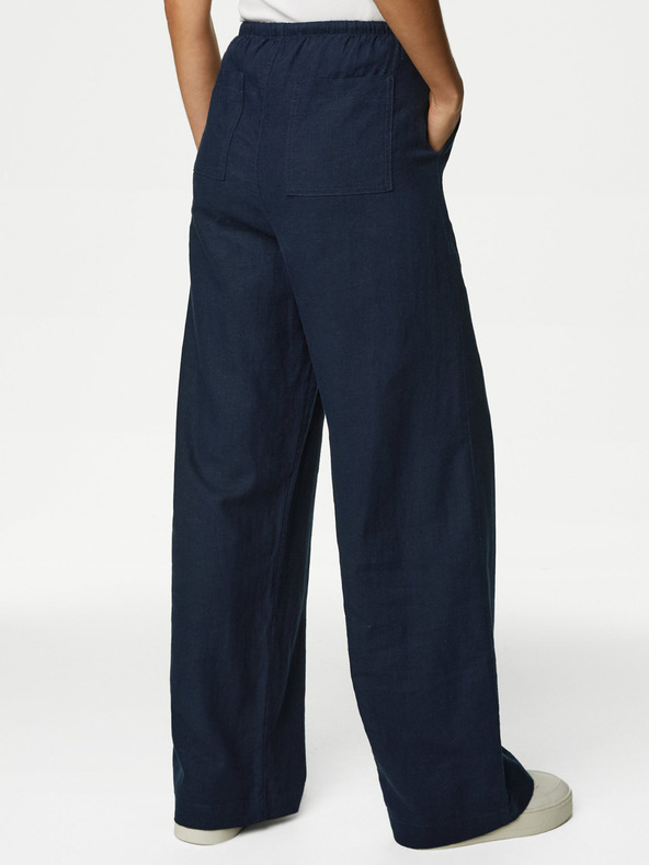 Marks & Spencer Marks & Spencer Temno modre ženske široke hlače s platnom