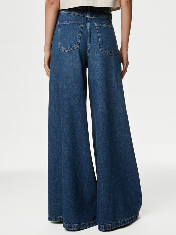 Marks & Spencer Temno modre ženske kavbojke širokega kroja Marks & Spencer