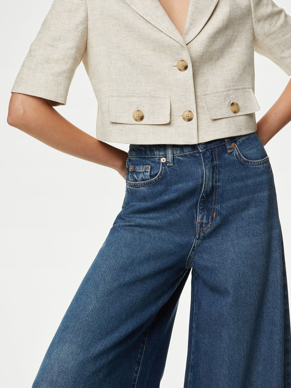 Marks & Spencer Temno modre ženske kavbojke širokega kroja Marks & Spencer