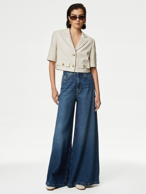 Marks & Spencer Temno modre ženske kavbojke širokega kroja Marks & Spencer