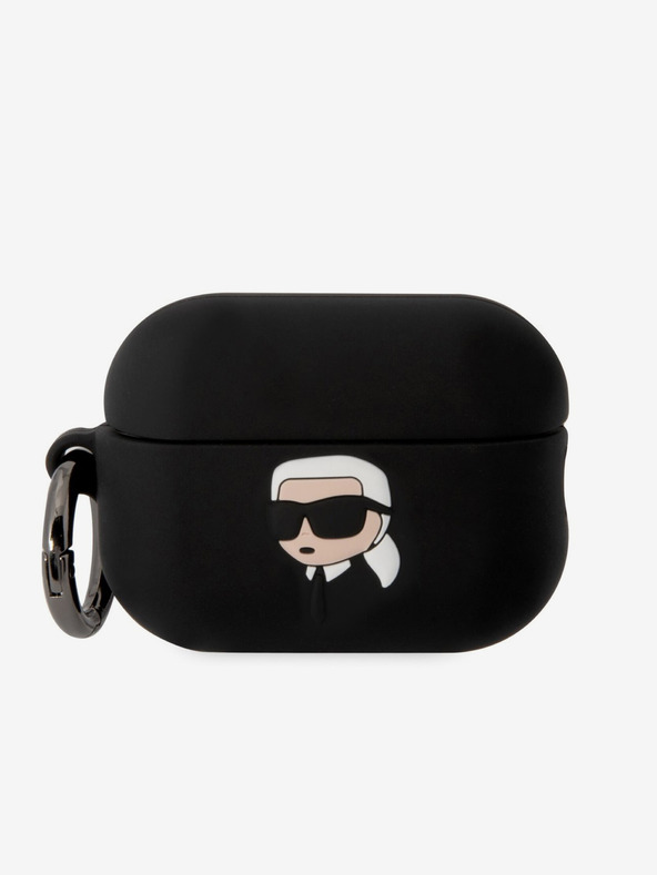Karl Lagerfeld 3D logotip NFT Karl Head Silikonsko ohišje za Airpods Pro 2 črno Karl Lagerfeld