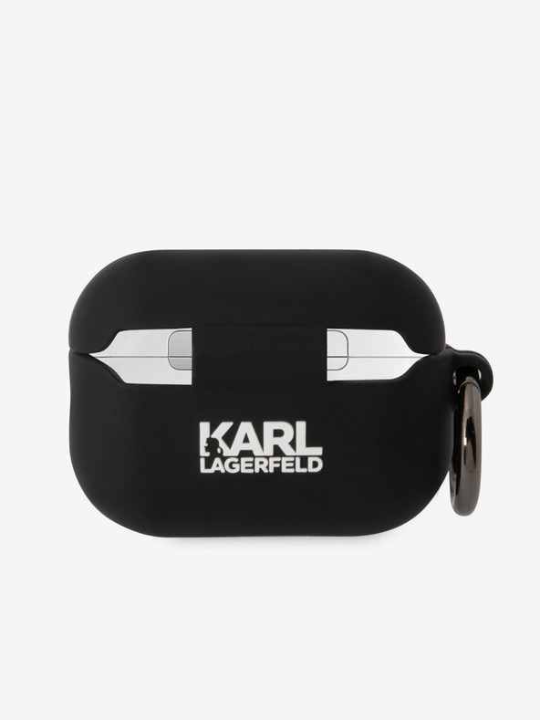 Karl Lagerfeld 3D logotip NFT Karl Head Silikonsko ohišje za Airpods Pro 2 črno Karl Lagerfeld
