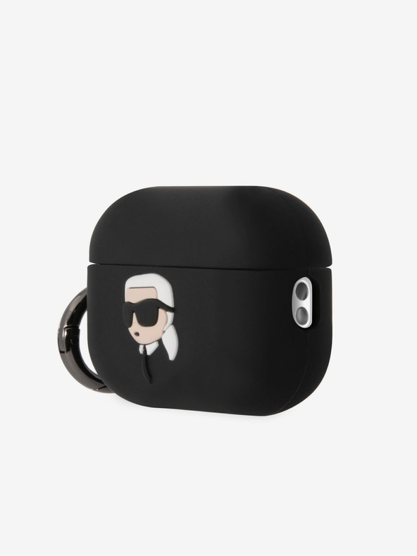 Karl Lagerfeld 3D logotip NFT Karl Head Silikonsko ohišje za Airpods Pro 2 črno Karl Lagerfeld