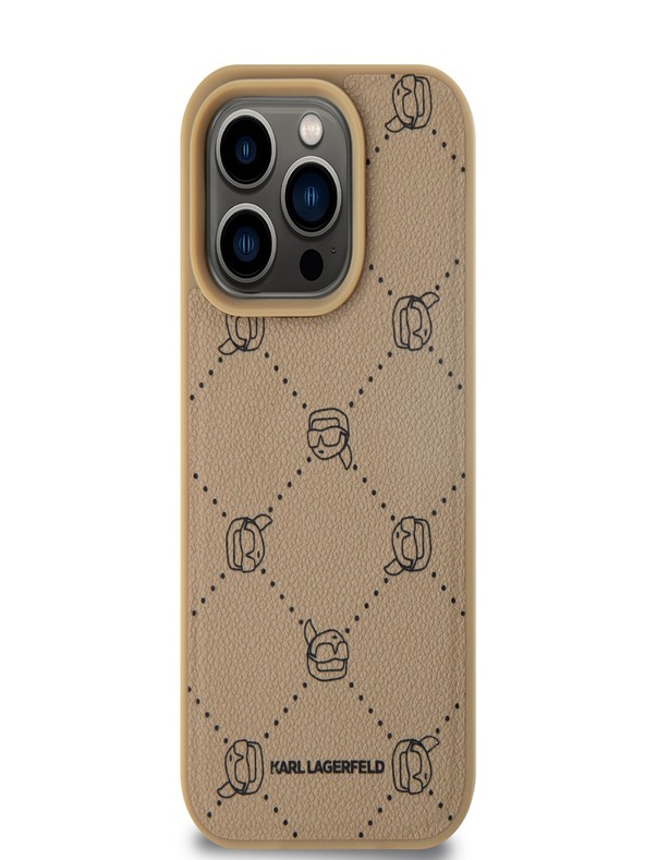 Karl Lagerfeld PU Karl Heads Pattern Magsafe Back Cover za iPhone 15 Pro Max Beige Karl Lagerfeld