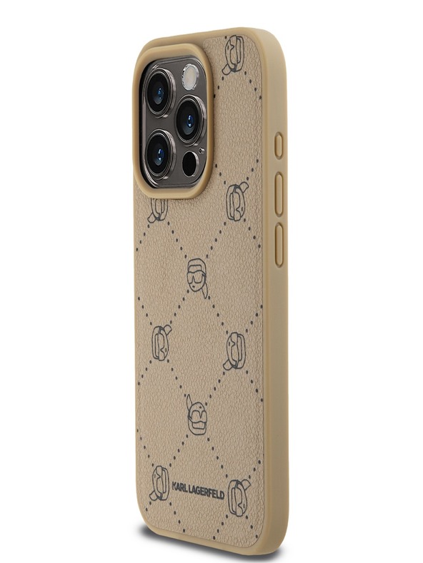 Karl Lagerfeld PU Karl Heads Pattern Magsafe Back Cover za iPhone 15 Pro Max Beige Karl Lagerfeld