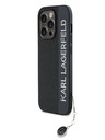 Karl Lagerfeld Karl Lagerfeld PU Saffiano Rhinestone Charm hrbtni ovitek za iPhone 14 Pro Black