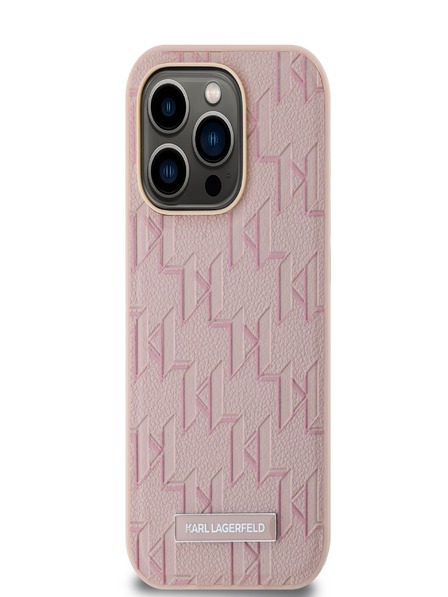 Karl Lagerfeld PU Leather Monogram Metal Logo Magsafe Back Cover za iPhone 14 Pro Max Pink Karl Lagerfeld
