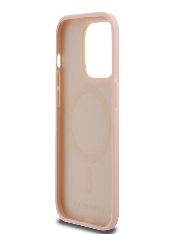 Karl Lagerfeld PU Leather Monogram Metal Logo Magsafe Back Cover za iPhone 14 Pro Max Pink Karl Lagerfeld
