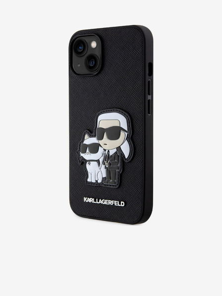 Karl Lagerfeld Karl Lagerfeld PU Saffiano Karl and Choupette NFT hrbtni ovitek za iPhone 13 Black