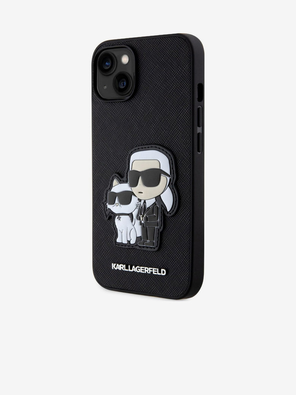 Karl Lagerfeld Karl Lagerfeld PU Saffiano Karl and Choupette NFT hrbtni ovitek za iPhone 13 Black