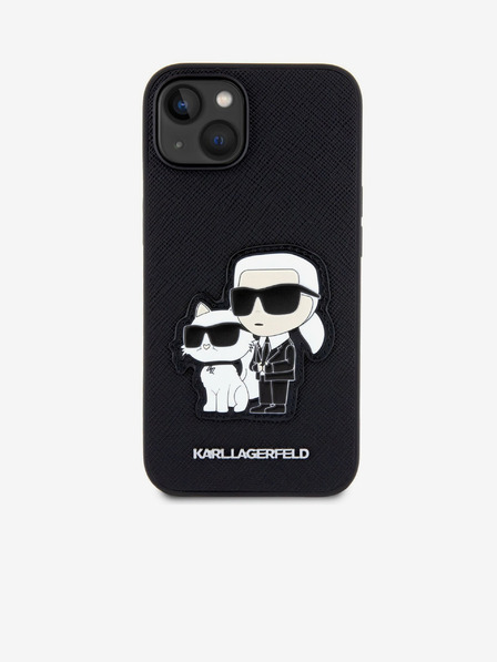 Karl Lagerfeld Karl Lagerfeld PU Saffiano Karl and Choupette NFT hrbtni ovitek za iPhone 13 Black