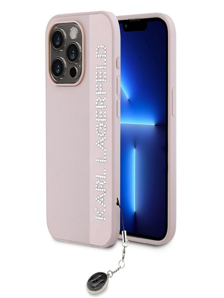 Karl Lagerfeld Karl Lagerfeld PU Saffiano Rhinestone Charm Back Cover za iPhone 15 Pro Max Pink