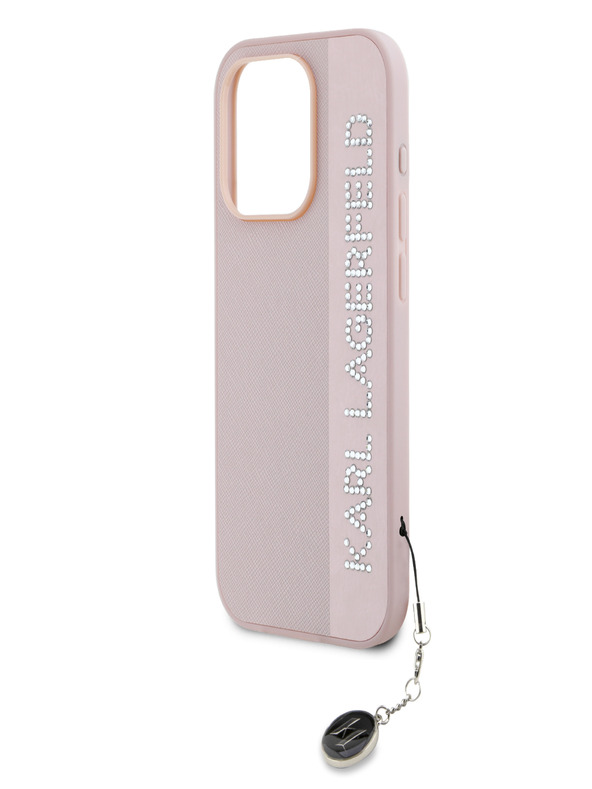 Karl Lagerfeld Karl Lagerfeld PU Saffiano Rhinestone Charm Back Cover za iPhone 15 Pro Max Pink