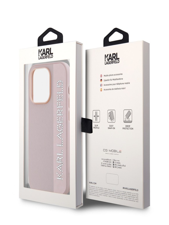 Karl Lagerfeld Karl Lagerfeld PU Saffiano Rhinestone Charm Back Cover za iPhone 15 Pro Max Pink