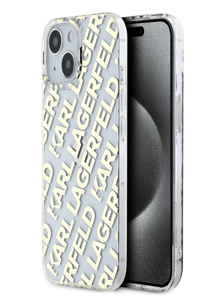 Karl Lagerfeld Karl Lagerfeld IML galvaniziran ponavljajoči se logotip hrbtni ovitek za iPhone 15 zlati