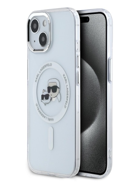 Karl Lagerfeld Karl Lagerfeld IML K&CH Heads Metal Frame MagSafe Back Cover za iPhone 15 Transparent Transparent