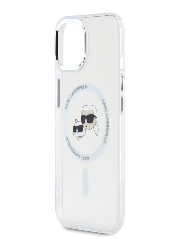 Karl Lagerfeld Karl Lagerfeld IML K&CH Heads Metal Frame MagSafe Back Cover za iPhone 15 Transparent Transparent