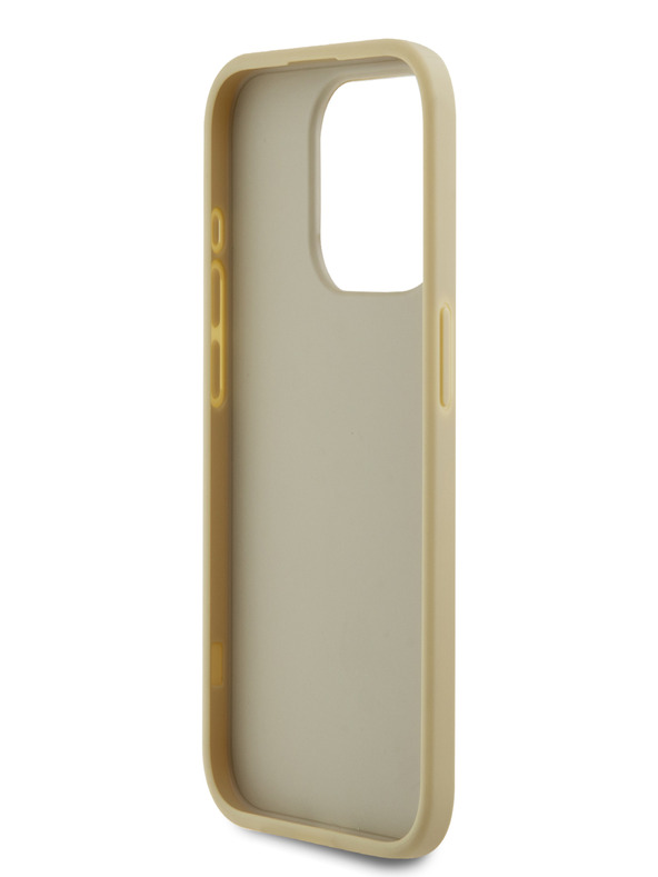 Karl Lagerfeld Zmečkan PU hrbtni ovitek z logotipom podpisa za iPhone 15 Pro Gold Karl Lagerfeld