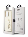 Karl Lagerfeld Zmečkan PU hrbtni ovitek z logotipom podpisa za iPhone 15 Pro Gold Karl Lagerfeld