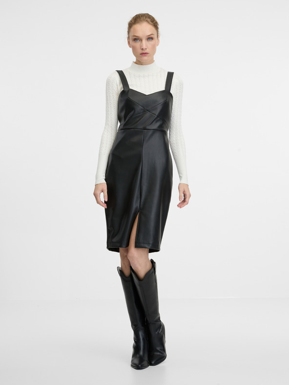 Orsay Črna ženska obleka do kolen ORSAY