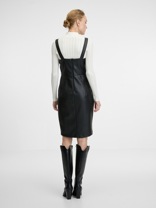 Orsay Črna ženska obleka do kolen ORSAY