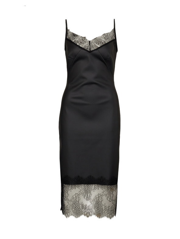 Orsay Črna ženska usnjena midi obleka ORSAY