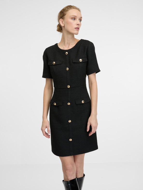 Orsay Črna ženska obleka do kolen ORSAY