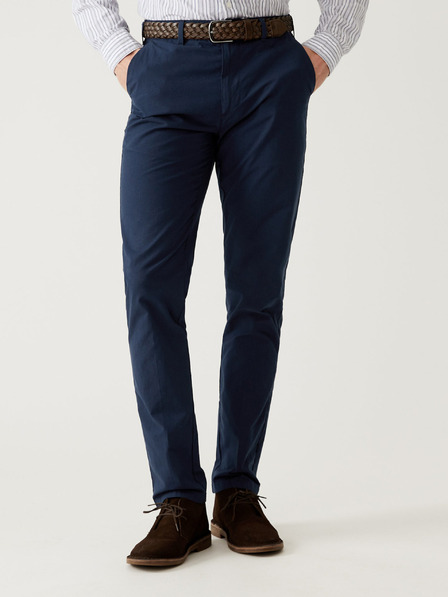 Marks & Spencer Temno modre tanke moške hlače chino s pasom Marks & Spencer