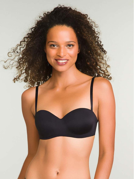 DIM Črni ženski modrček Dim WIREFREE STRAPLESS BRA