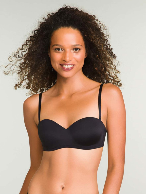 DIM Črni ženski modrček Dim WIREFREE STRAPLESS BRA