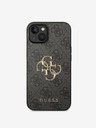 Guess Guess PU 4G kovinski zadnji ovitek z logotipom za iPhone 15 siv