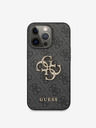 Guess PU 4G Metal Logo Zadní Kryt pro iPhone 13 Pro Grey Ovitek za telefon