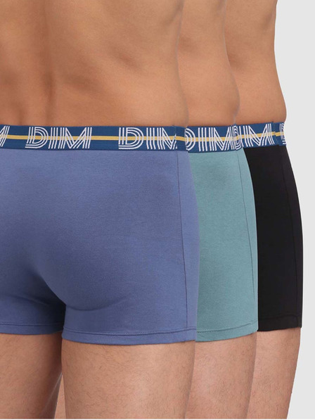 DIM Komplet treh moških boksaric v sivi, svetlo modri in črni barvi Dim POWERFUL BOXERS
