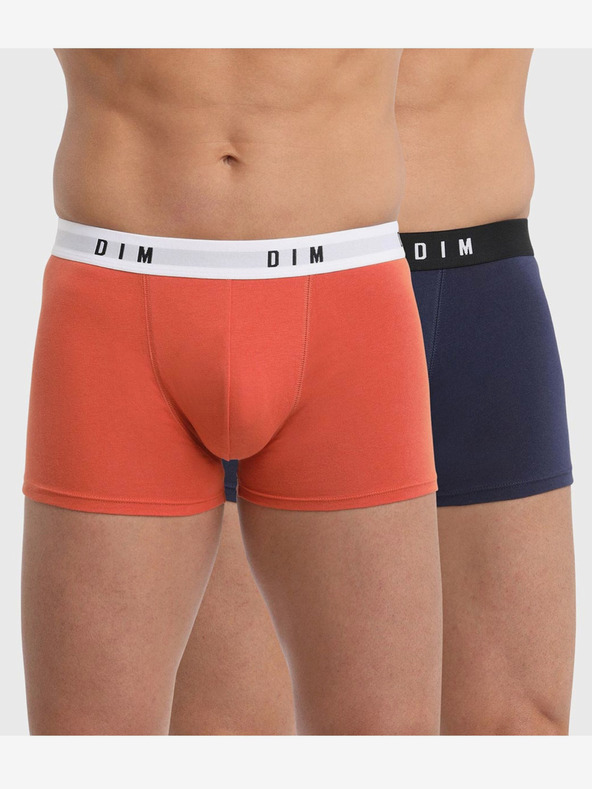 DIM Komplet dveh moških boksaric v oranžni in temno modri barvi Dim BOXER ORIGINAL 2x
