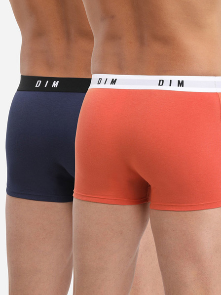 DIM Komplet dveh moških boksaric v oranžni in temno modri barvi Dim BOXER ORIGINAL 2x