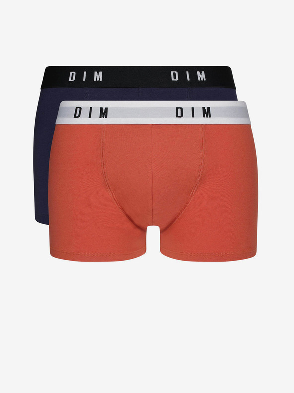 DIM Komplet dveh moških boksaric v oranžni in temno modri barvi Dim BOXER ORIGINAL 2x