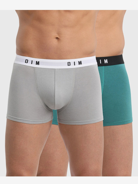 DIM Komplet dveh moških boksaric sive in zelene barve Dim BOXER ORIGINAL 2x