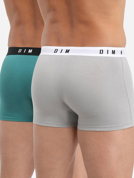 DIM Komplet dveh moških boksaric sive in zelene barve Dim BOXER ORIGINAL 2x