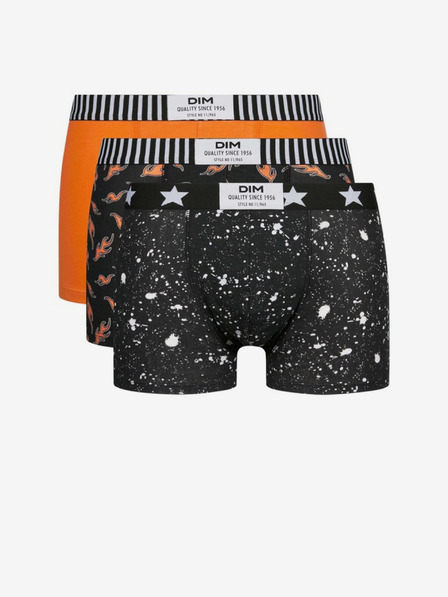 DIM Komplet treh moških boksaric v črni in oranžni barvi Dim Vibes Boxer