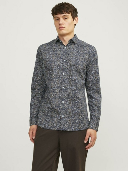 Jack & Jones Temno modra moška srajca Jack & Jones Blackpool z vzorcem